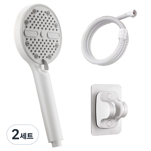 원이네 5단 강력 부스터 와이드 샤워기 세트, 화이트, 2세트