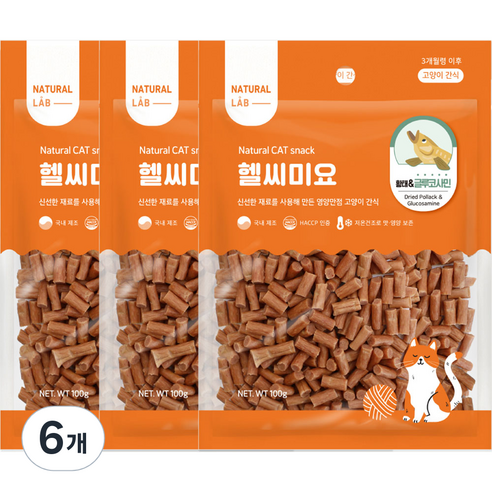 내츄럴랩 헬씨미요 고양이간식, 황태, 100g, 6개
