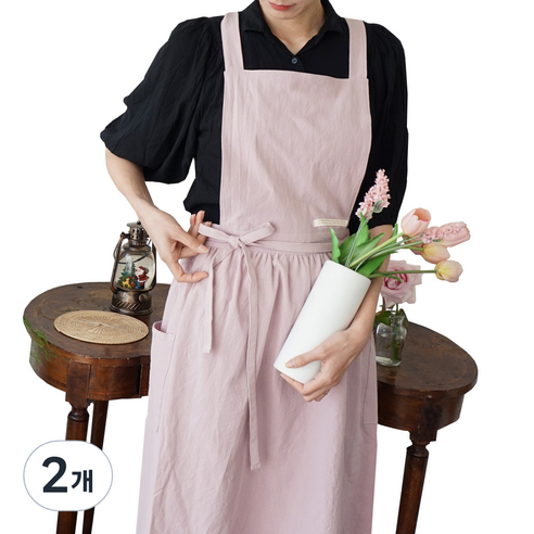 잇츠온 코튼 파스텔 원피스 앞치마, 핑크, 2개