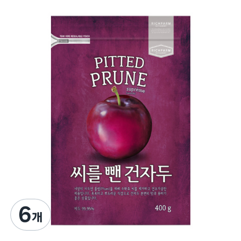 리치팜너트 씨를 뺀 건자두, 400g, 6개