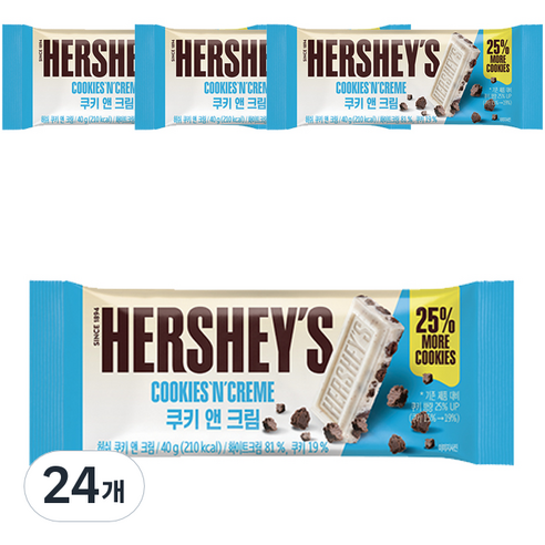 허쉬 레귤러바 쿠키앤크림, 40g, 24개