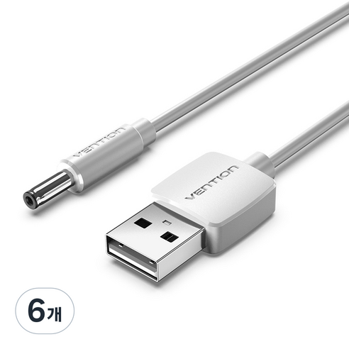 벤션 USB A-DC 3.5mm 충전케이블 CEX, 1.5m, 화이트, 6개