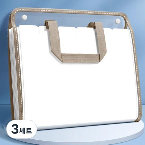 올인셀 다용도 가로 아코디언 파일 13칸 A4 + 스티커 세트, 브라운(파일), 3세트