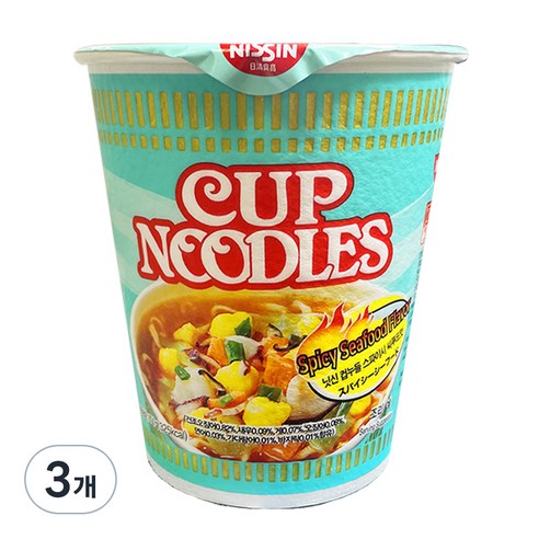 닛신 컵누들 스파이시 씨푸드맛 71g, 3개