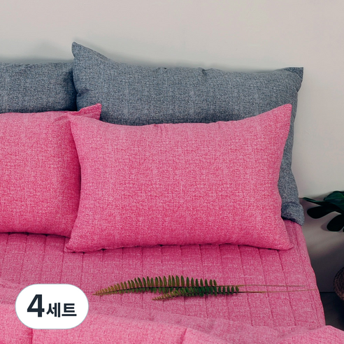 스코홈 국내 제조 몽크 베개커버 + 솜 세트, 몽크핑크, 4세트