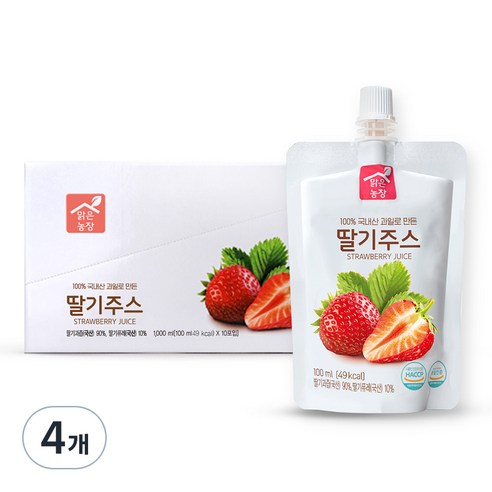맑은농장 딸기주스, 100ml, 40개