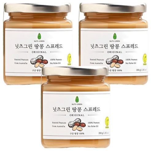 넛츠그린 땅콩 스프레드, 200g, 3개