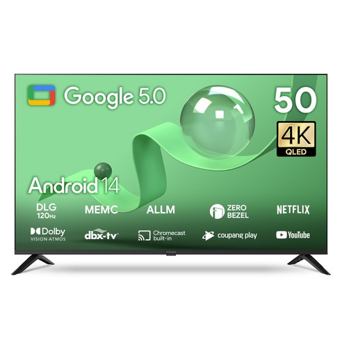 [10% 환급가전] 더함 CHIQ 4K UHD QLED DLG 120Hz 돌비 AI 스마트 구글5.0 TV 127cm(50인치), 화면크기 (cm/(인치)), UA501QLED SMART CINEMA60 25C1 × 스탠드형 × 고객직접설치, 모델명/품번 × 스탠드/벽걸이 구분 × 설치지원방식 섬네일