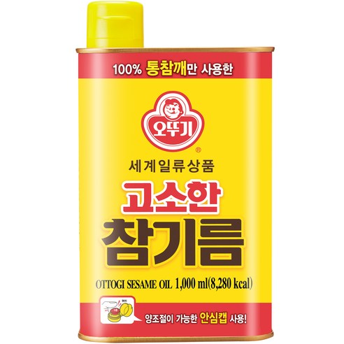 오뚜기 고소한 참기름 캔, 500ml, 2개