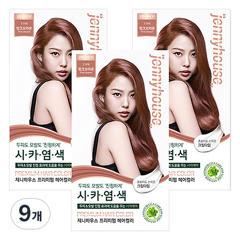 제니하우스코스메틱 프리미엄 헤어컬러 염모제, 핑크브라운11PB, 9개