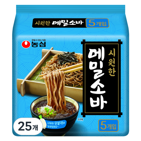 농심 메밀소바, 127g, 25개