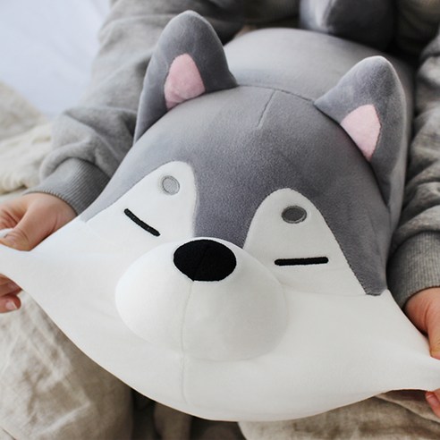 모찌타운 모찌인형 강아지 허스키 쿠션, 35cm, 혼합 색상, 1개