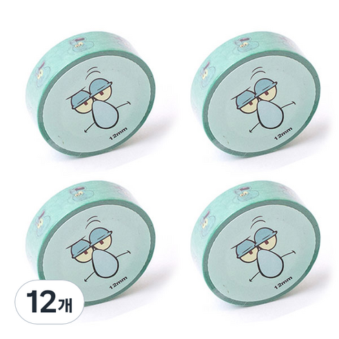 스폰지밥 페이스 마스킹테이프 12mm x 7m, 징징이, 12개