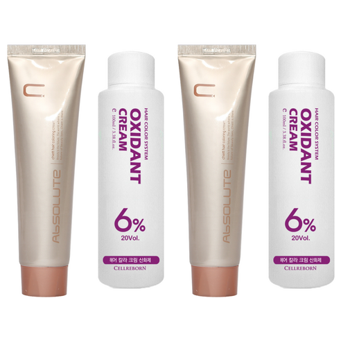 에비뉴쉬에뜨 앱솔루트 컬러링 크림 염색제 120g + 산화제 100ml, 밤색을띠는황갈색, 2개