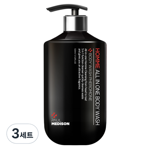 폴메디슨 옴므 대용량 올인원 바디워시 페로몬향 510ml, 3개