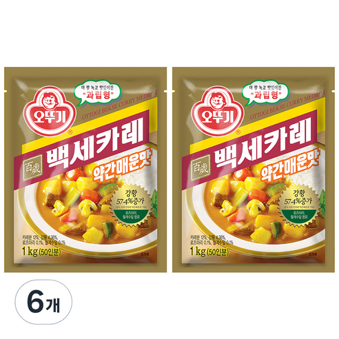 오뚜기 백세 카레 약간매운맛, 1kg, 6개