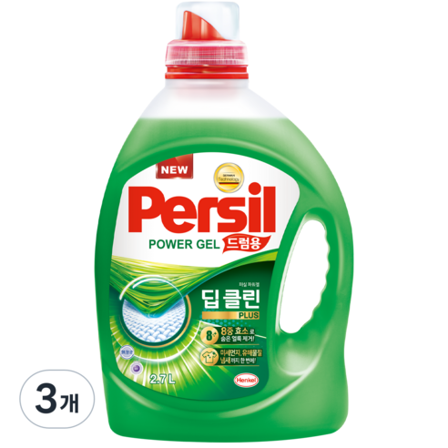퍼실 딥클린 파워젤 드럼용 액상세제 본품, 2.7L, 3개