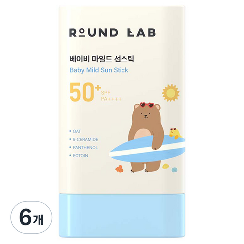 라운드랩 유아용 마일드 선스틱 SPF50+ PA++++, 21g, 6개