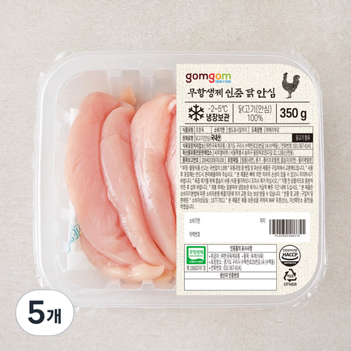 곰곰 무항생제 인증 닭 안심 (냉장), 350g, 5개