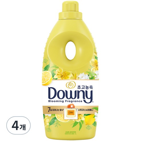 다우니 7일간 피어나는 향수 컬렉션 시트러스 앤 버베나 초고농축 섬유유연제 본품, 1L, 4개
