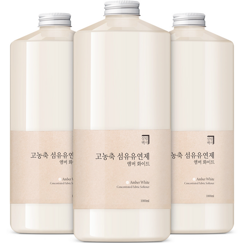 살림백서 고농축 퍼퓸 섬유유연제 앰버 화이트 본품, 3개, 1000ml