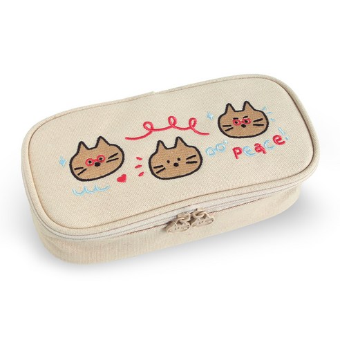 아이코닉 두들 대용량 펜파우치, 01 Cream beige, 1개