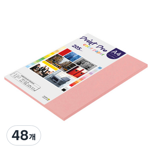 종이문화 프린트프로 두꺼운 칼라복사지 205g No 24 핑크, 48개, A4