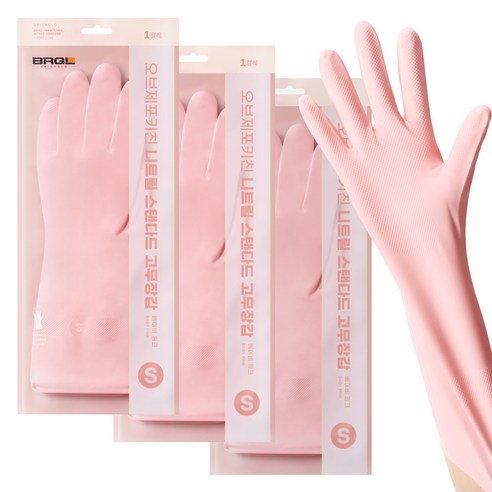브릭글로 안찢어지는 니트릴 고무장갑 오브제포키친, 베이비핑크, 소(S), 3세트