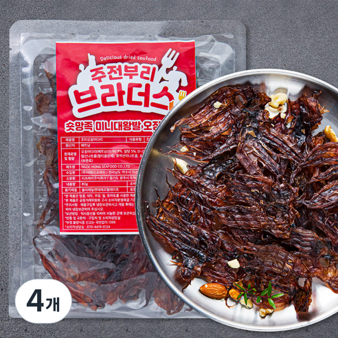 주전부리 브라더스 숏망족 미니대왕발 오징어다리, 80g, 4개