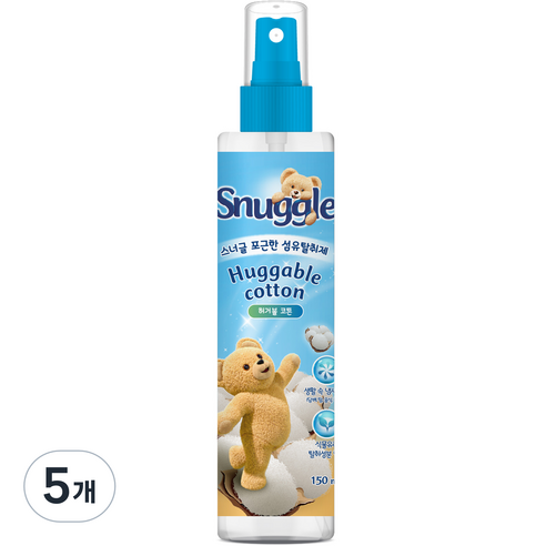 스너글 포근한 섬유 탈취제, 150ml, 5개, 허거블 코튼
