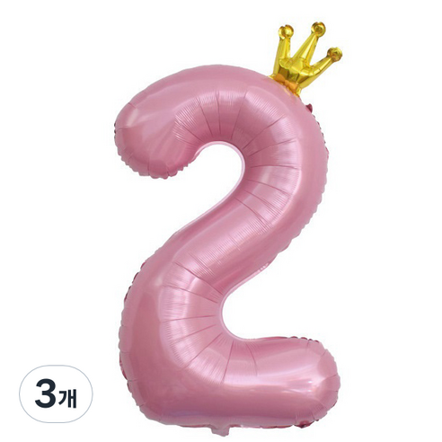 이자벨홈 생일파티 왕관 숫자 풍선 2 초대형, 핑크, 3개