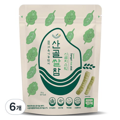 에코맘의산골이유식 산골쌀참, 시금치, 25g, 6개