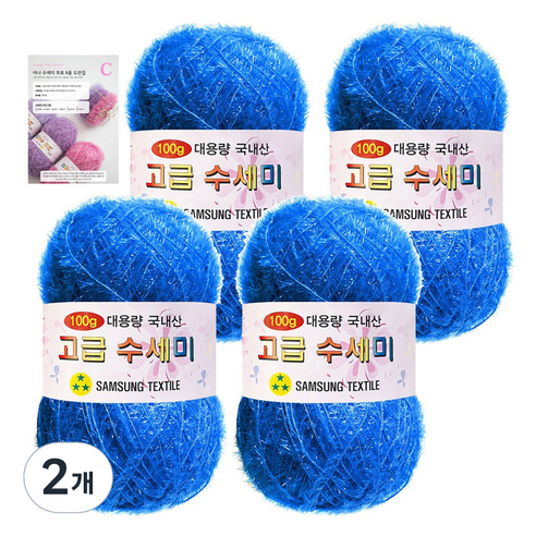 yarna 고급 수세미 100g 4p + C인쇄도안 8종 세트, 170 라이트데님, 2개