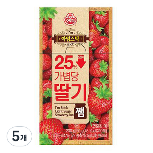 오뚜기 아임스틱 딸기쨈 10p, 200g, 5개