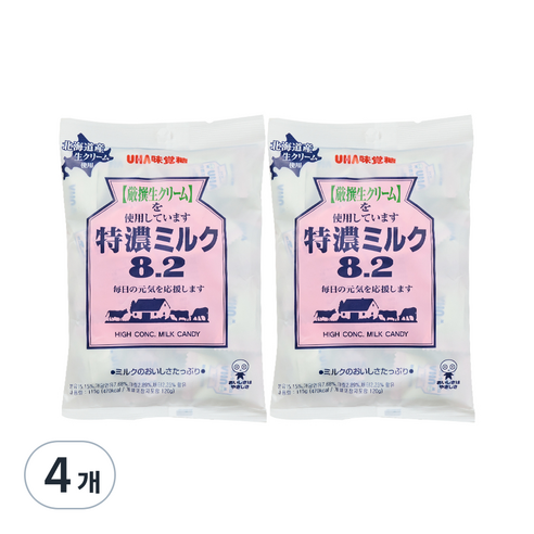 UHA 미카쿠도 토쿠노 밀크 캔디 8.2, 115g, 4개