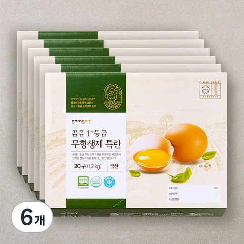 곰곰 1+등급 무항생제 특란, 20구, 6개