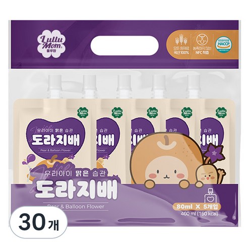 또또맘 우리아이 맑은습관 음료 80ml, 도라지배, 30개