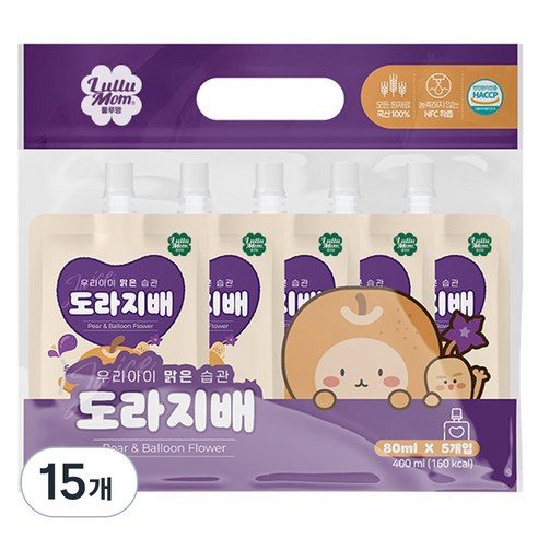 또또맘 우리아이 맑은습관 음료 80ml, 도라지배, 15개
