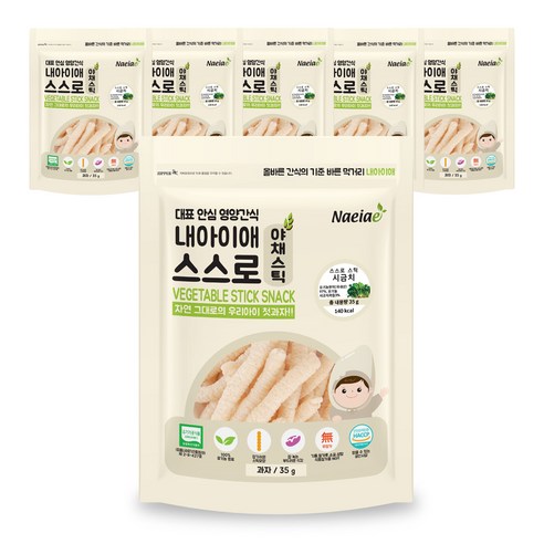 내아이애 스스로 스틱과자, 시금치, 6개