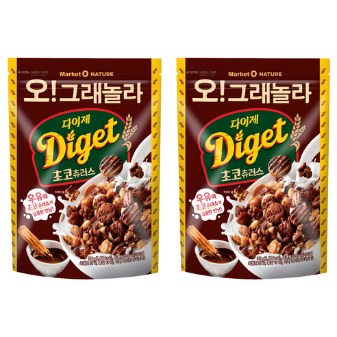 마켓오네이처 오그래놀라 다이제 초코츄러스 시리얼, 300g, 2개