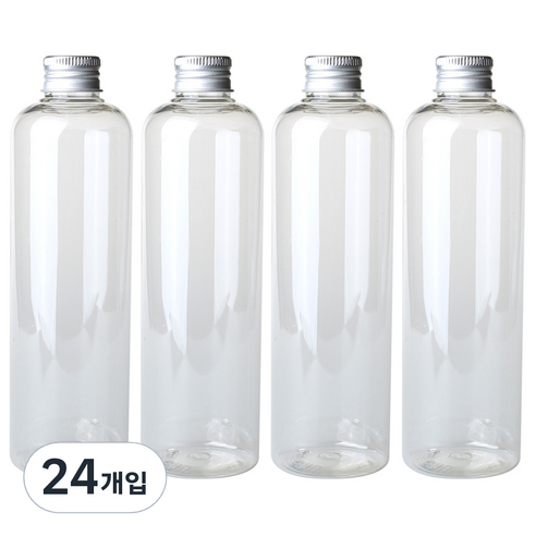 병도매닷컴 투명 음료용기 알루미늄 실버캡, 300ml, 24개
