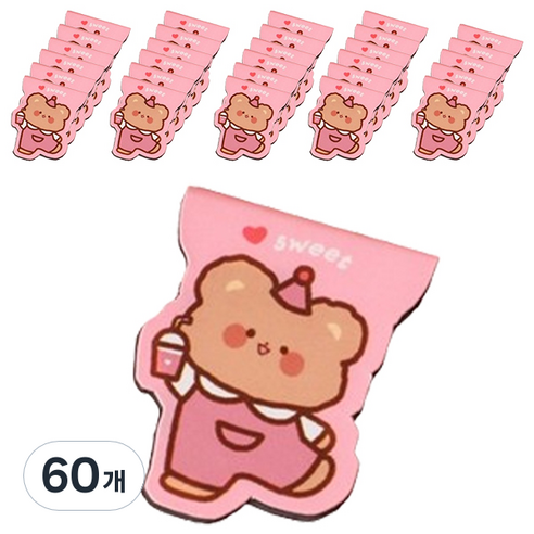 마켓감성 아기자기 캐릭터 북마크, 밀크티곰, 60개