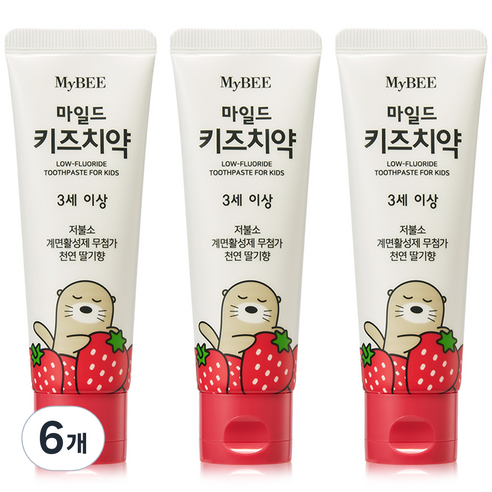 마이비 마일드 키즈 치약 딸기향, 100g, 6개