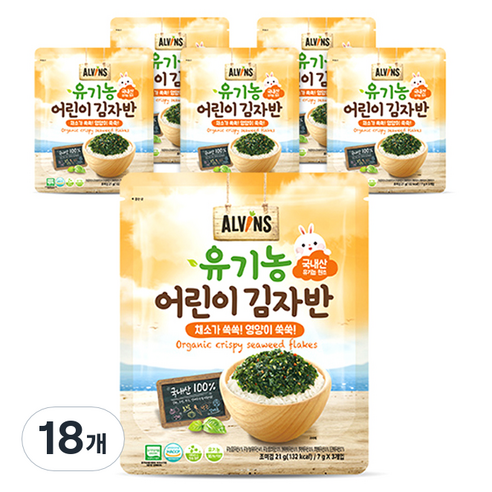엘빈즈 유기농 어린이 김자반, 채소맛, 21g, 18개