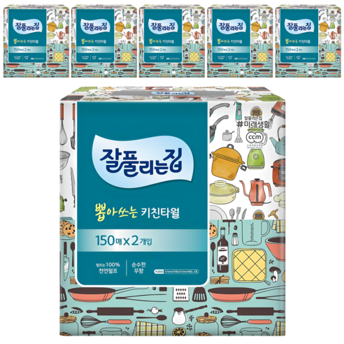 잘풀리는집 뽑아쓰는 키친타월, 150매, 6개