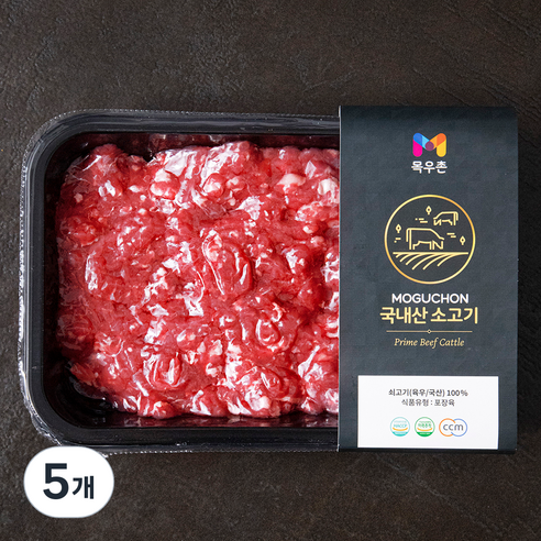 목우촌 국내산 소고기 다짐육 (냉장), 300g, 5개