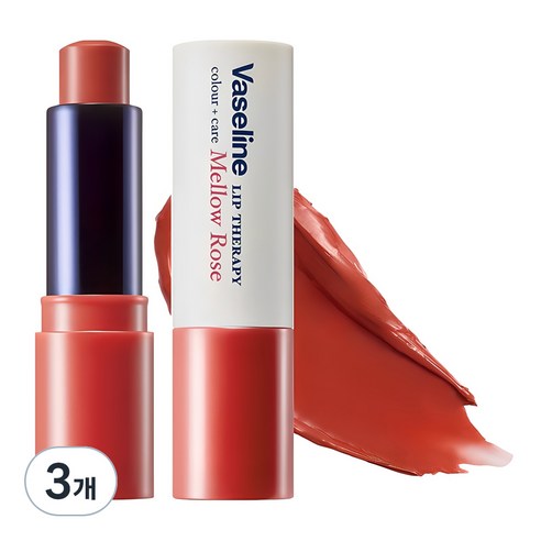 바세린 립 테라피 컬러 앤 케어, 멜로우 로즈, 4.2g, 3개