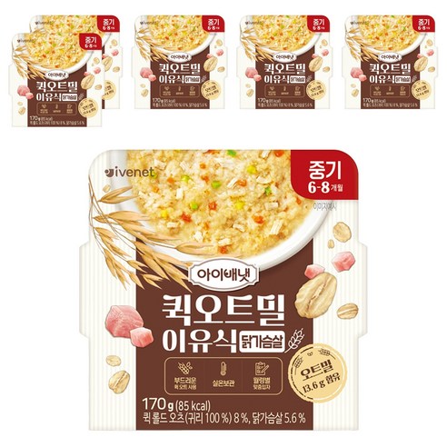 아이배냇 유아용 퀵 오트밀 이유식 중기, 닭가슴살, 170g, 6개