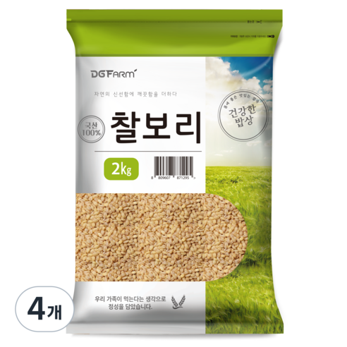 건강한밥상 국산 찰보리쌀, 2kg, 4개