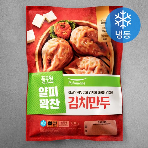 풀무원 얇은피 꽉찬속 김치만두 (냉동), 400g, 2개